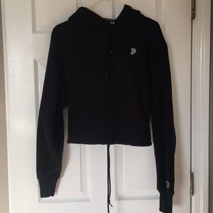 VS PINK Drawstring Waist Hoodie - Black